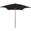 Image de Parasol d'extérieur avec mât en bois Noir 200 x 300 cm, Noir