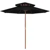 Image de vidaXL Parasol à deux étages avec mât en bois noir 270 cm
