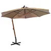 Image de vidaXL Parasol de Jardin Suspendu avec Mât, Pare-soleil de Patio, Abri de Soleil, Parasol de Terrasse, Taupe 3,5x2,9 m Bois de Sapin Massif