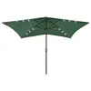 Image de vidaXL Parasol de jardin avec LED et mât en acier Vert 2x3 m