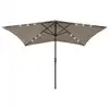 Image de vidaXL Parasol de jardin avec LED et mât en acier taupe 2x3 m