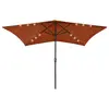 Image de vidaXL Parasol de jardin avec LED et mât en acier terre cuite 2x3 m