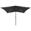Image de vidaXL Parasol de jardin avec LED et mât en acier noir 2x3 m