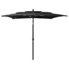 Image de vidaXL Parasol de jardin à 3 niveaux avec mât en aluminium noir