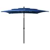 Image de vidaXL Parasol de jardin à 3 niveaux avec mât en aluminium bleu azuré