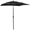Image de vidaXL Parasol de jardin à 3 niveaux avec mât en aluminium noir 2x2 m