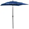 Image de vidaXL Parasol de jardin à 3 niveaux avec mât en aluminium bleu azuré