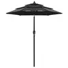 Image de vidaXL Parasol de jardin à 3 niveaux avec mât en aluminium noir