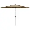 Image de vidaXL Parasol de jardin à 3 niveaux avec mât en aluminium taupe 3 m