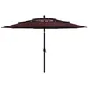 Image de vidaXL Parasol de jardin à 3 niveaux mât en aluminium rouge bordeaux