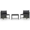Image de vidaXL Salon de jardin 3 pcs avec coussins Gris Résine tressée