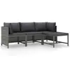 Image de vidaXL Salon de jardin 4 pcs avec coussins Résine tressée Gris