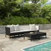 Image de vidaXL Salon de jardin 6 pcs avec coussins résine tressée noir