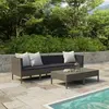 Image de vidaXL Salon de jardin 6 pcs avec coussins résine tressée gris