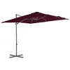 Image de vidaXL Parasol de jardin en porte-à-faux mât en acier rouge bordeaux