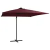 Image de vidaXL Parasol de jardin en porte-à-faux lumières LED rouge bordeaux