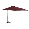 Image de vidaXL Parasol de jardin en porte-à-faux avec mât et lumières LED
