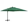 Image de vidaXL Parasol de jardin en porte-à-faux et mât et lumières LED vert