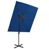 Image de vidaXL Parasol de jardin en porte-à-faux à double toit bleu azuré