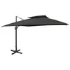 Image de vidaXL Parasol de jardin en porte-à-faux avec double toit noir