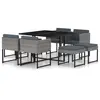 Image de vidaXL Ensemble à manger de jardin coussins 9pcs Résine tressée Gris