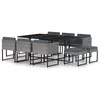 Image de vidaXL Ensemble à manger de jardin coussins 11 pcs Résine tressée Gris