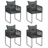 Image de vidaXL Chaises d'extérieur lot de 4 avec oreillers Résine tressée Noir