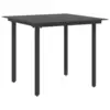 Image de vidaXL Table à dîner de jardin Noir 80x80x74 cm Acier et verre