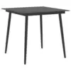 Image de vidaXL Table à dîner de jardin Noir 80x80x74 cm Acier et verre