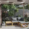 Image de vidaXL Salon de jardin 4 pcs avec coussin Bois d'acacia solide