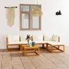 Image de vidaXL Salon de jardin 6 pcs avec coussin Crème Bois d'acacia solide