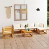 Image de vidaXL Salon de jardin 7 pcs avec coussin Crème Bois d'acacia solide