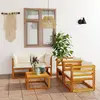Image de vidaXL Salon de jardin 5 pcs avec coussin Crème Bois d'acacia solide