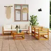 Image de vidaXL Salon de jardin 6 pcs avec coussin Crème Bois d'acacia solide