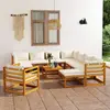 Image de vidaXL Salon de jardin 12 pcs avec coussin Crème Bois d'acacia solide