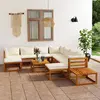 Image de vidaXL Salon de jardin 12 pcs avec coussin Crème Bois d'acacia solide