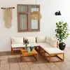 Image de vidaXL Salon de jardin 6 pcs avec coussin Crème Bois d'acacia solide