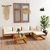 Image de vidaXL Salon de jardin 6 pcs avec coussin Crème Bois d'acacia solide