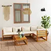 Image de vidaXL Salon de jardin 6 pcs avec coussin Crème Bois d'acacia solide
