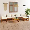 Image de vidaXL Salon de jardin 8 pcs avec coussin Crème Bois d'acacia solide