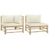 Image de vidaXL Salon de jardin 2 pcs avec coussins blanc crème Bambou