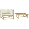 Image de vidaXL Salon de jardin 2 pcs avec coussins blanc crème Bambou