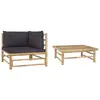 Image de vidaXL Salon de jardin 2 pcs avec coussins gris foncé Bambou