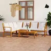 Image de vidaXL Salon de jardin 5 pcs avec coussin Crème Bois d'acacia solide