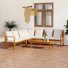 Image de vidaXL Salon de jardin 6 pcs avec coussin Crème Bois d'acacia solide