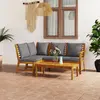 Image de vidaXL Salon de jardin 4 pcs avec coussin Bois d'acacia solide