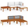 Image de vidaXL Salon de jardin 4 pièces avec coussins, bois d'acacia crème et corde