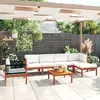 Image de vidaXL Salon de jardin 7 pièces avec coussins, bois d'acacia crème et corde