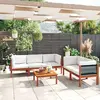 Image de vidaXL Salon de jardin 6 pièces avec coussins, bois d'acacia crème et corde