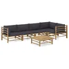 Image de vidaXL Salon de jardin 5 pcs avec coussins gris foncé Bambou